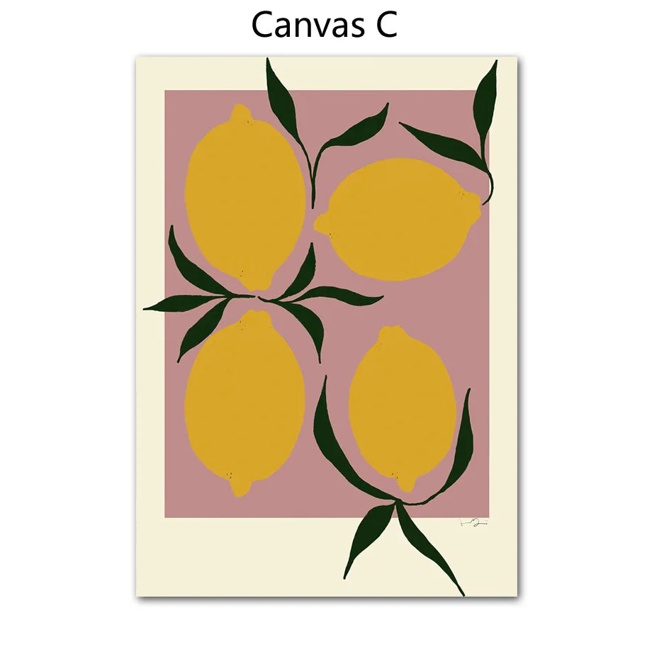Pintura abstrata da lona da linha para a decoração da sala, cartaz nórdico, retratos da parede, menina, Nu, limão, vaso, geometria, impressões artísticas