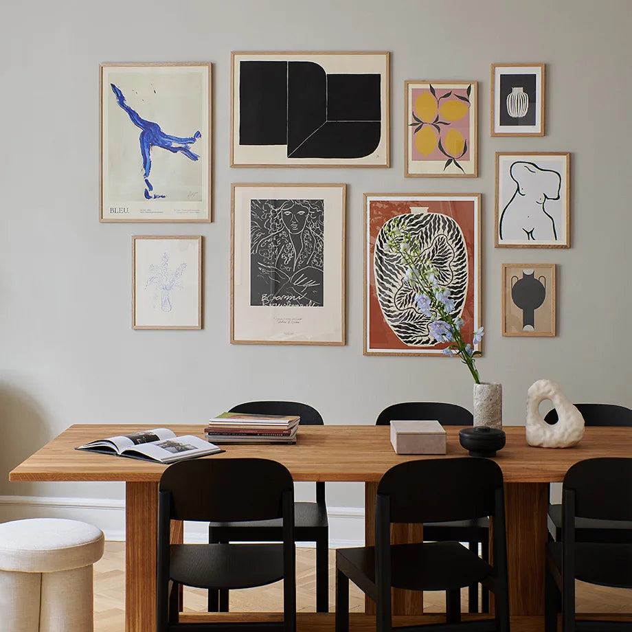 Pintura abstrata da lona da linha para a decoração da sala, cartaz nórdico, retratos da parede, menina, Nu, limão, vaso, geometria, impressões artísticas