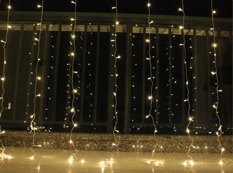 3x 3/6x3/10x3m led luzes da corda de sincelo luzes de fadas de natal guirlanda casa ao ar livre para casamento/festa/cortina/decoração de jardim