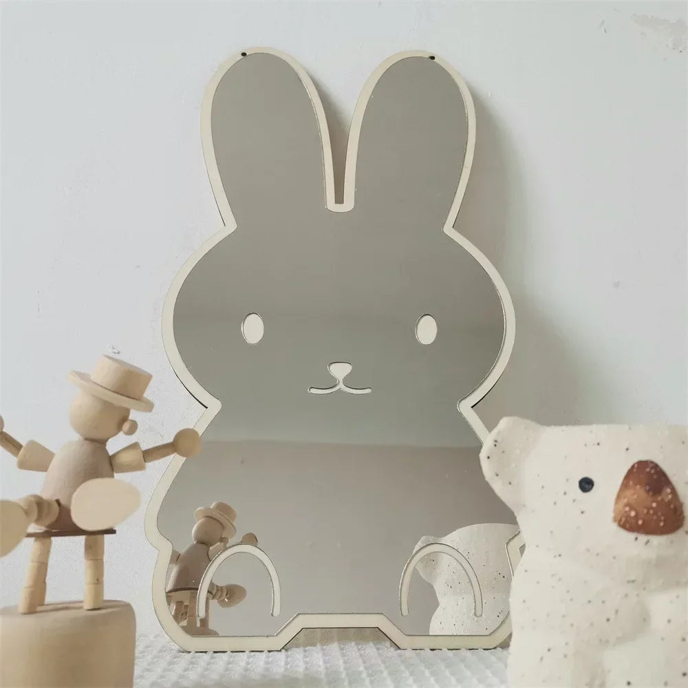 Coelho urso em forma de espelho acrílico ornamentos dos desenhos animados artesanato foto adereços bebê crianças quarto nordic decoração casa