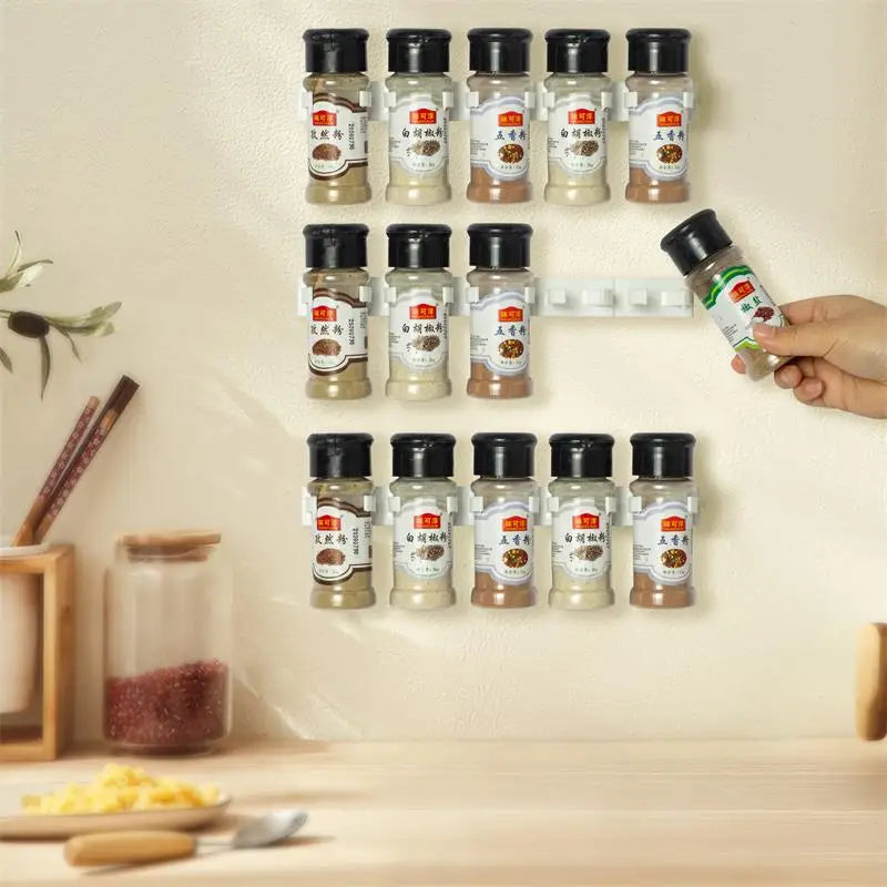 2 pcs/Set Branco Cozinha Armazenamento Rack Tempero Jar Armazenamento Rack Simples Garrafa Clipe Quatro Cinco Buraco