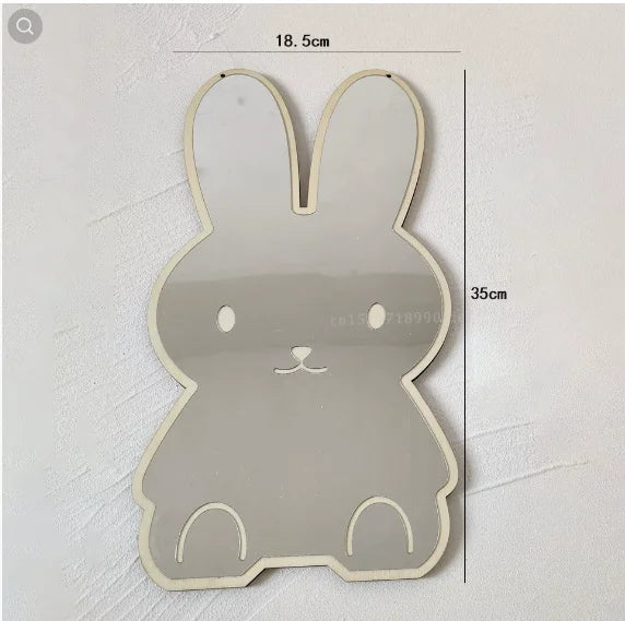 Coelho urso em forma de espelho acrílico ornamentos dos desenhos animados artesanato foto adereços bebê crianças quarto nordic decoração casa