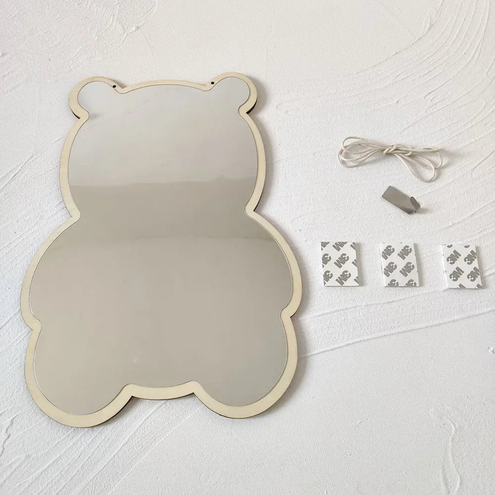 Coelho urso em forma de espelho acrílico ornamentos dos desenhos animados artesanato foto adereços bebê crianças quarto nordic decoração casa