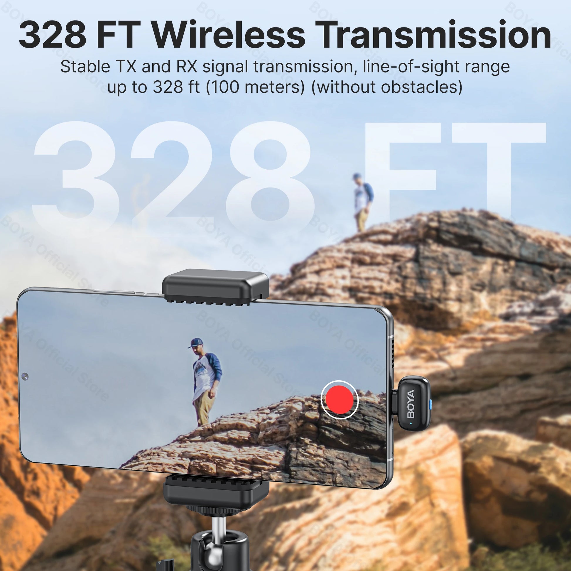 BOYA BOYA Mini Microfone de lapela sem fio com cancelamento de ruído para iPhone iPhone15-16 iPad Android Tipo C Smartphone, Câmera, YouTube Jogo Áudio ao vivo Gravação de vídeo Entrevista Vlog Transmissão sem fio 100m