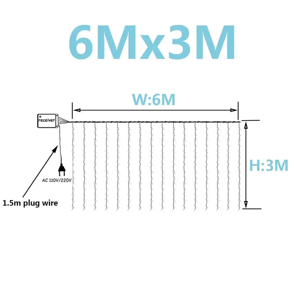 3x 3/6x3/10x3m led luzes da corda de sincelo luzes de fadas de natal guirlanda casa ao ar livre para casamento/festa/cortina/decoração de jardim