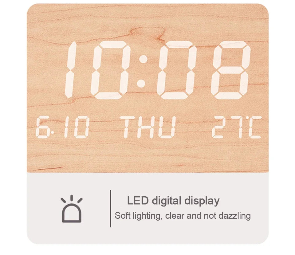 Relógio de parede digital led temperatura data hora multi-função display sala de estar casa quarto relógio silencioso moda relógio de parede