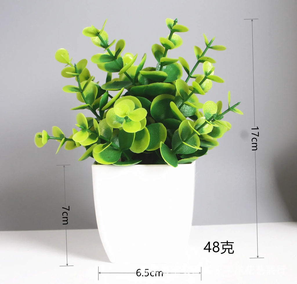 Bonsai artificial verde planta falsa eucalipto flor vaso planta para interior ao ar livre casa quarto jardim decoração suprimentos