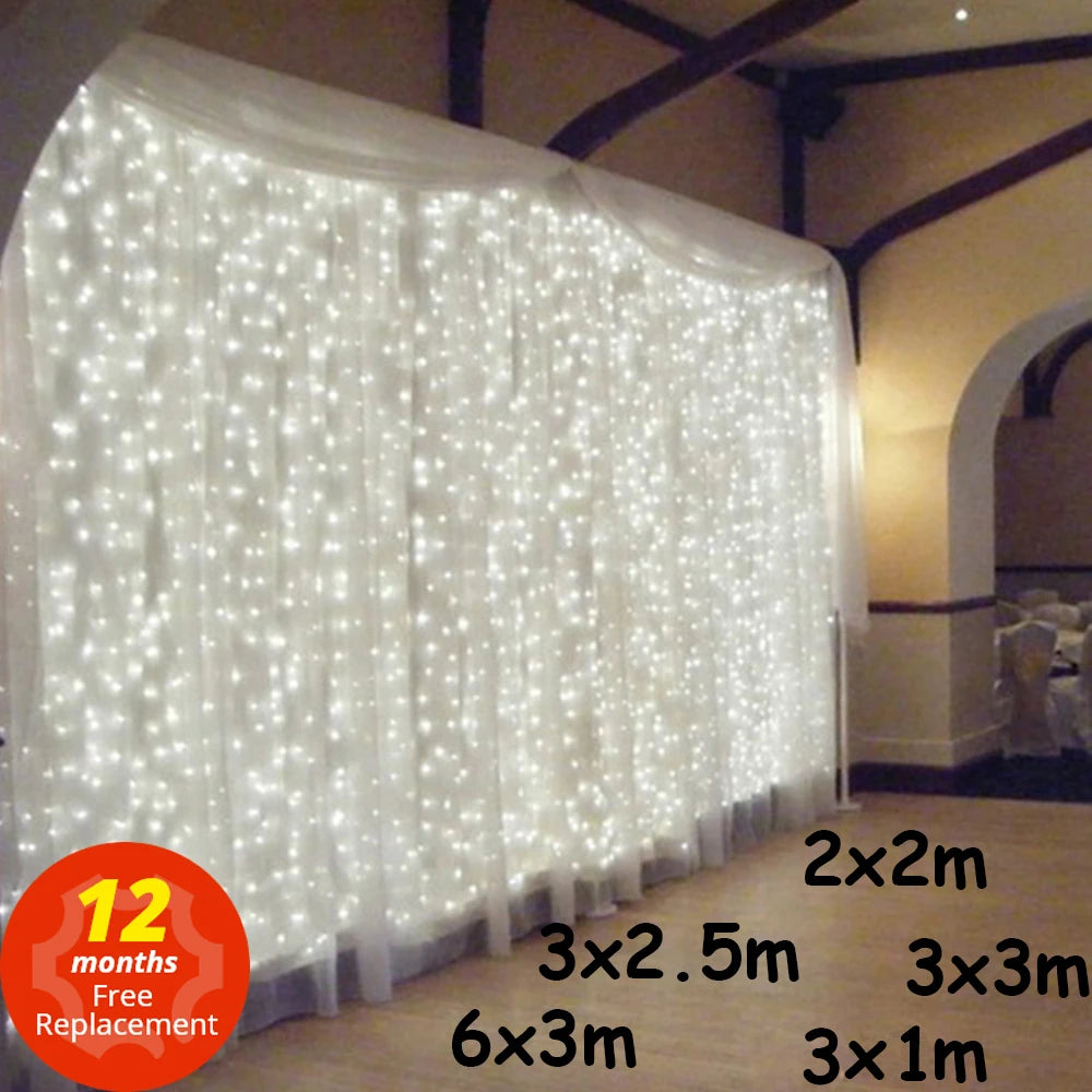 3x 3/6x3/10x3m led luzes da corda de sincelo luzes de fadas de natal guirlanda casa ao ar livre para casamento/festa/cortina/decoração de jardim