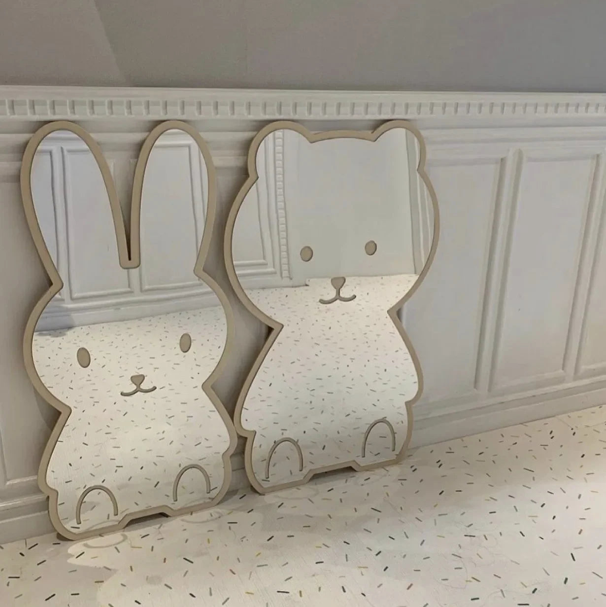 Coelho urso em forma de espelho acrílico ornamentos dos desenhos animados artesanato foto adereços bebê crianças quarto nordic decoração casa