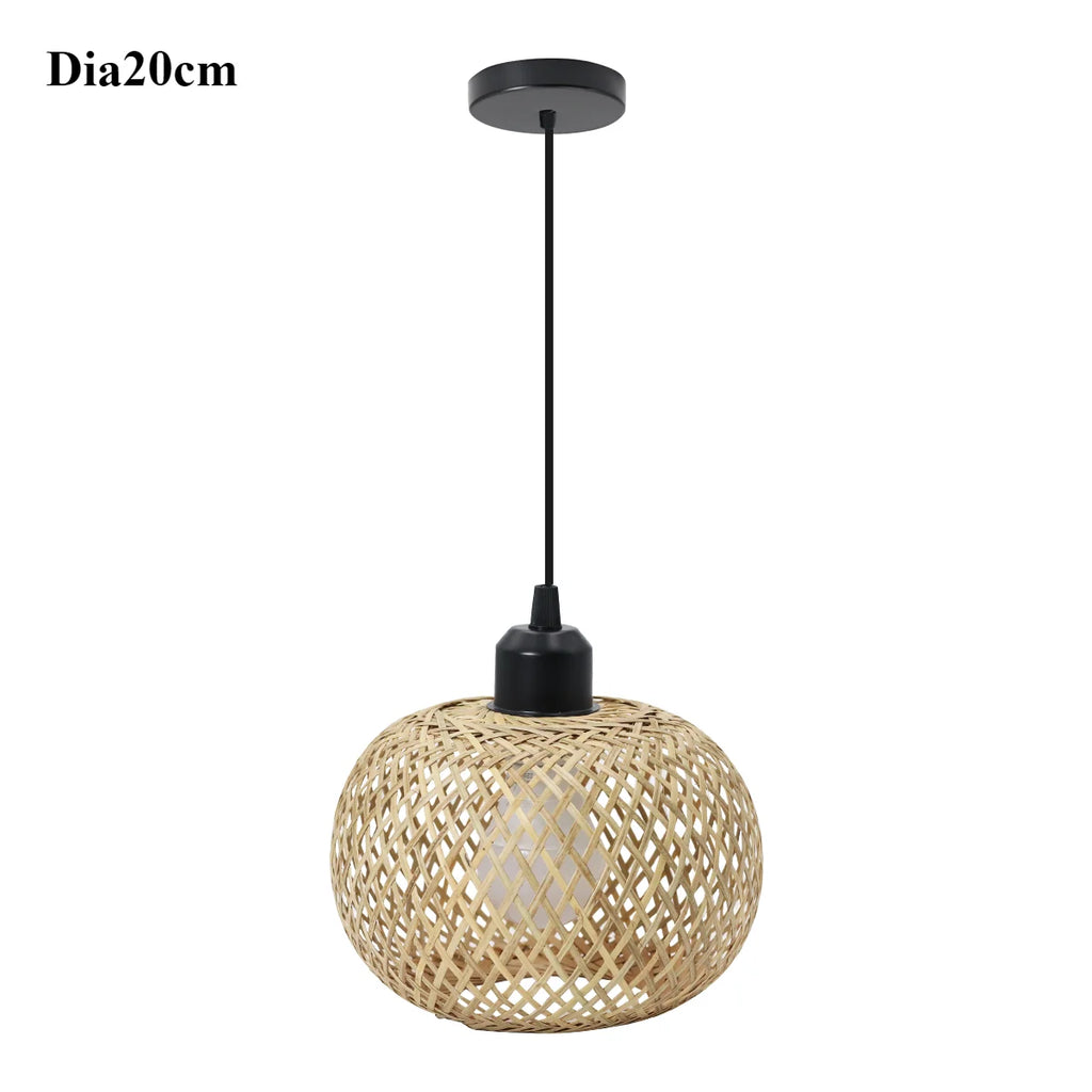 Lâmpada pingente de bambu lustre pendurado lâmpada artesanal rattan pingente luminária restaurante sala jantar iluminação interior
