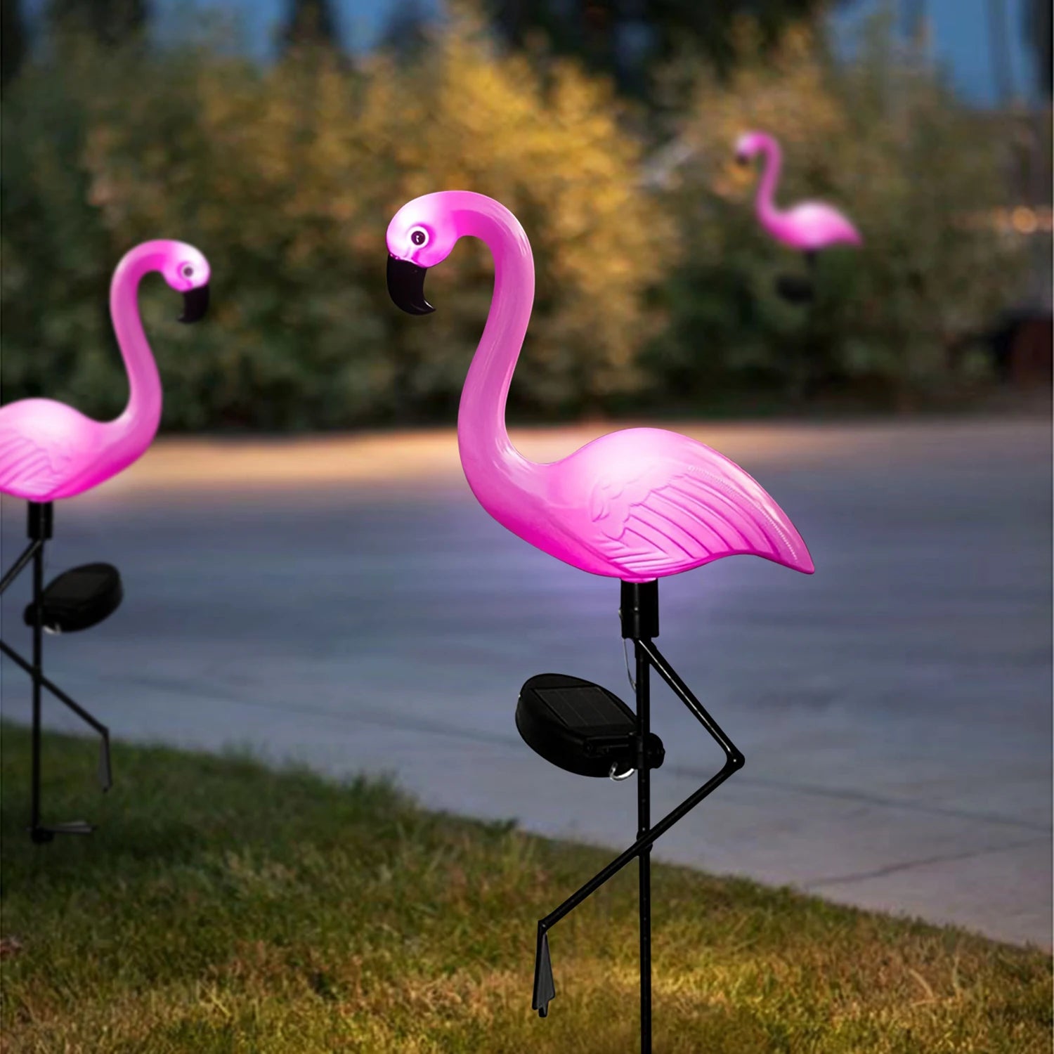 1pc/3pcs flamingo solar luzes do jardim à prova dwindproof água e à prova de vento luzes decorativas festa festiva decoração atmosfera luzes
