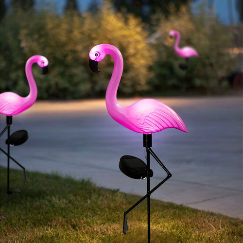 1pc/3pcs flamingo solar luzes do jardim à prova dwindproof água e à prova de vento luzes decorativas festa festiva decoração atmosfera luzes