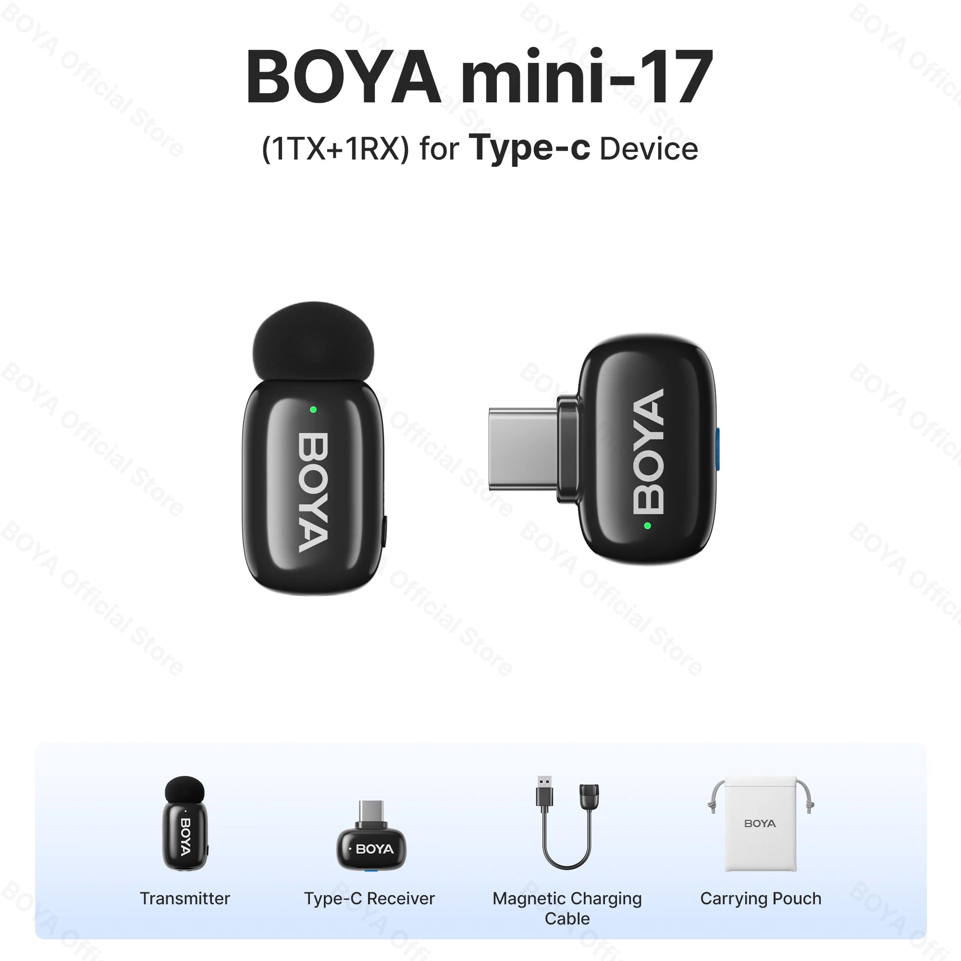 BOYA BOYA Mini Microfone de lapela sem fio com cancelamento de ruído para iPhone iPhone15-16 iPad Android Tipo C Smartphone, Câmera, YouTube Jogo Áudio ao vivo Gravação de vídeo Entrevista Vlog Transmissão sem fio 100m