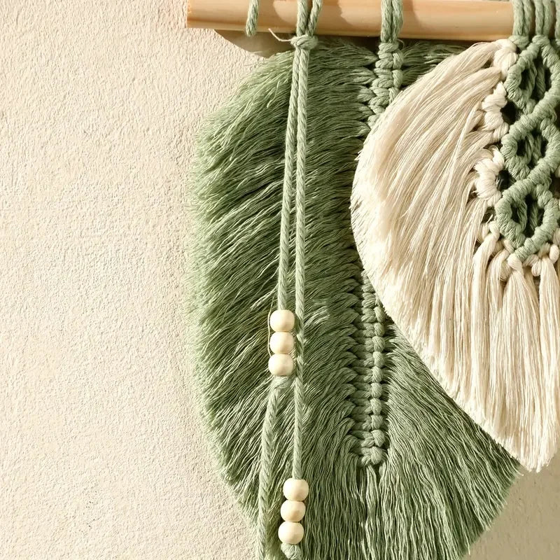 Pequeno macrame parede pendurado boho tecido folha macrame tapeçaria arte da parede para o quarto casa decoração presente para mulheres meninas