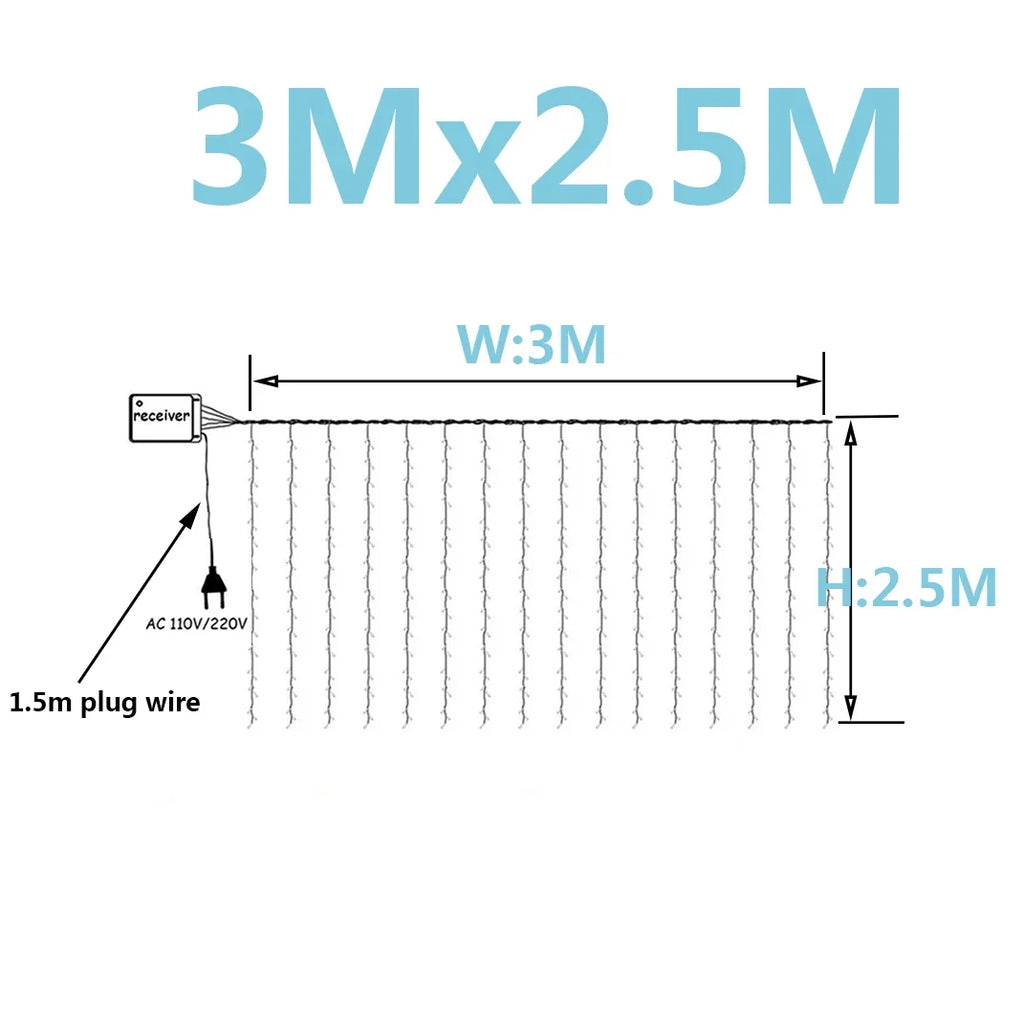 3x 3/6x3/10x3m led luzes da corda de sincelo luzes de fadas de natal guirlanda casa ao ar livre para casamento/festa/cortina/decoração de jardim