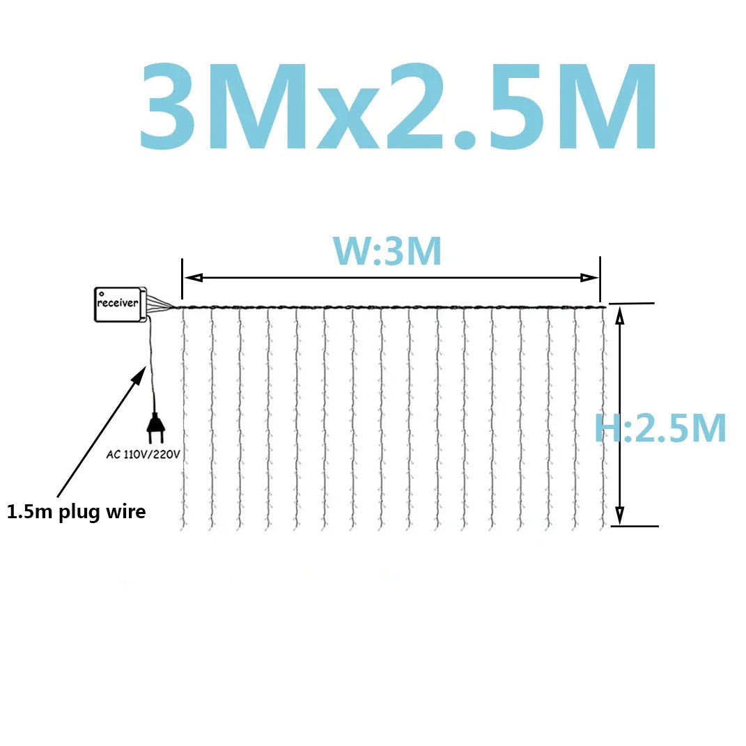 3x 3/6x3/10x3m led luzes da corda de sincelo luzes de fadas de natal guirlanda casa ao ar livre para casamento/festa/cortina/decoração de jardim
