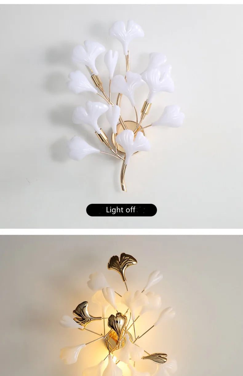 Moderno nórdico ginkgo ramo folha g9 led lustre de teto para sala estar jantar luminária decoração casa lustre iluminação interior