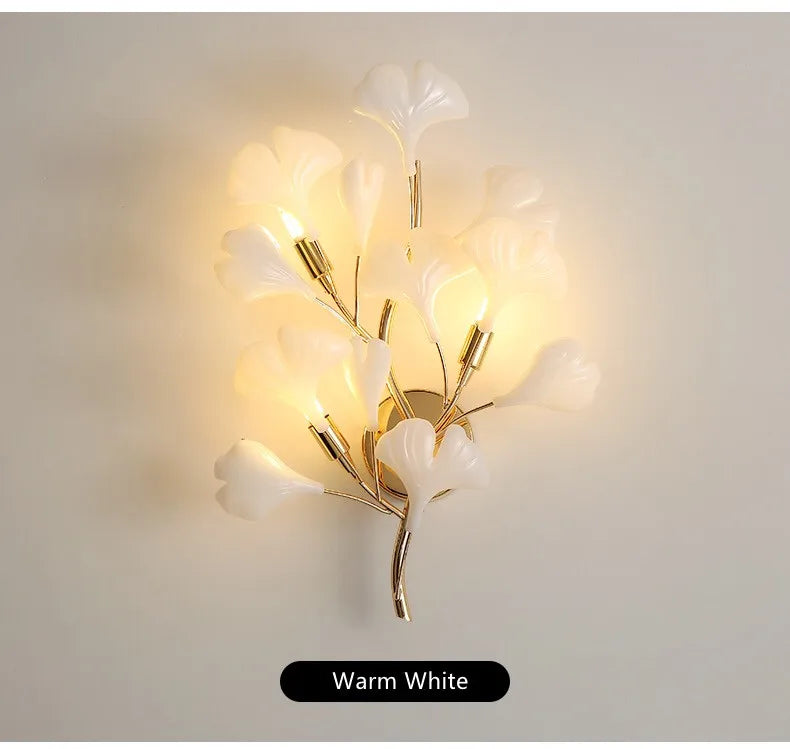 Moderno nórdico ginkgo ramo folha g9 led lustre de teto para sala estar jantar luminária decoração casa lustre iluminação interior