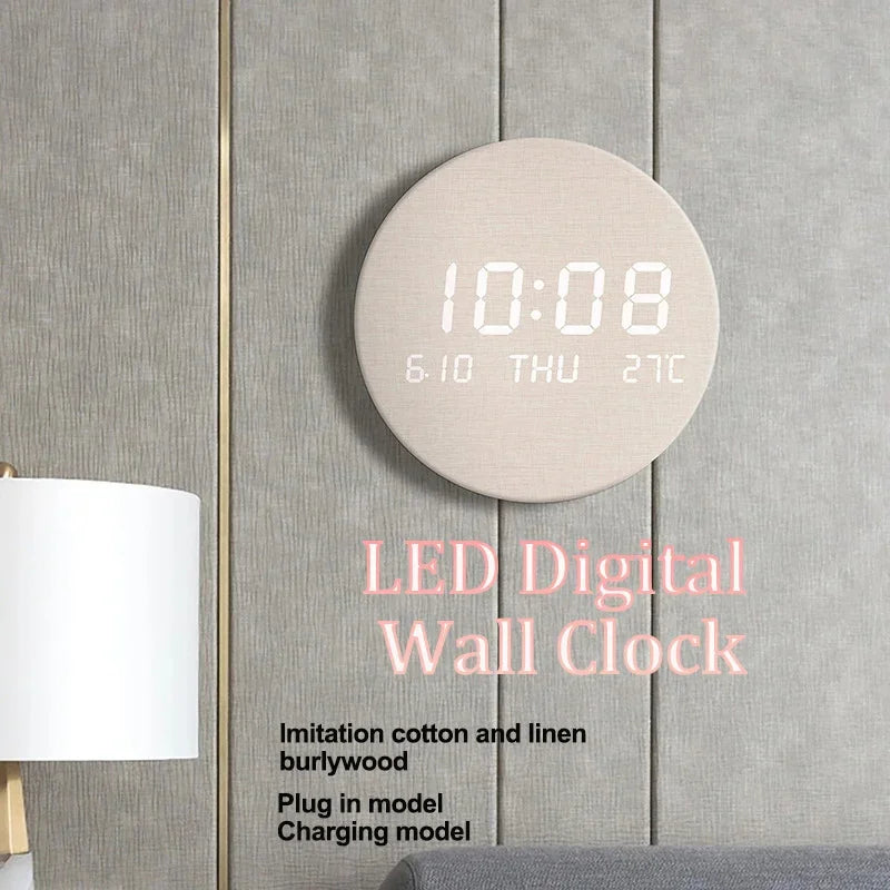 Relógio de parede digital led temperatura data hora multi-função display sala de estar casa quarto relógio silencioso moda relógio de parede