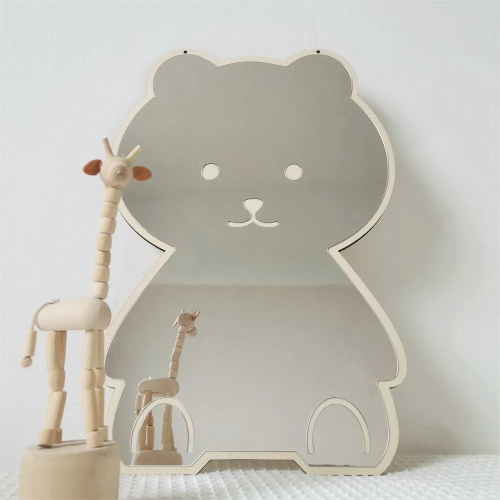 Coelho urso em forma de espelho acrílico ornamentos dos desenhos animados artesanato foto adereços bebê crianças quarto nordic decoração casa