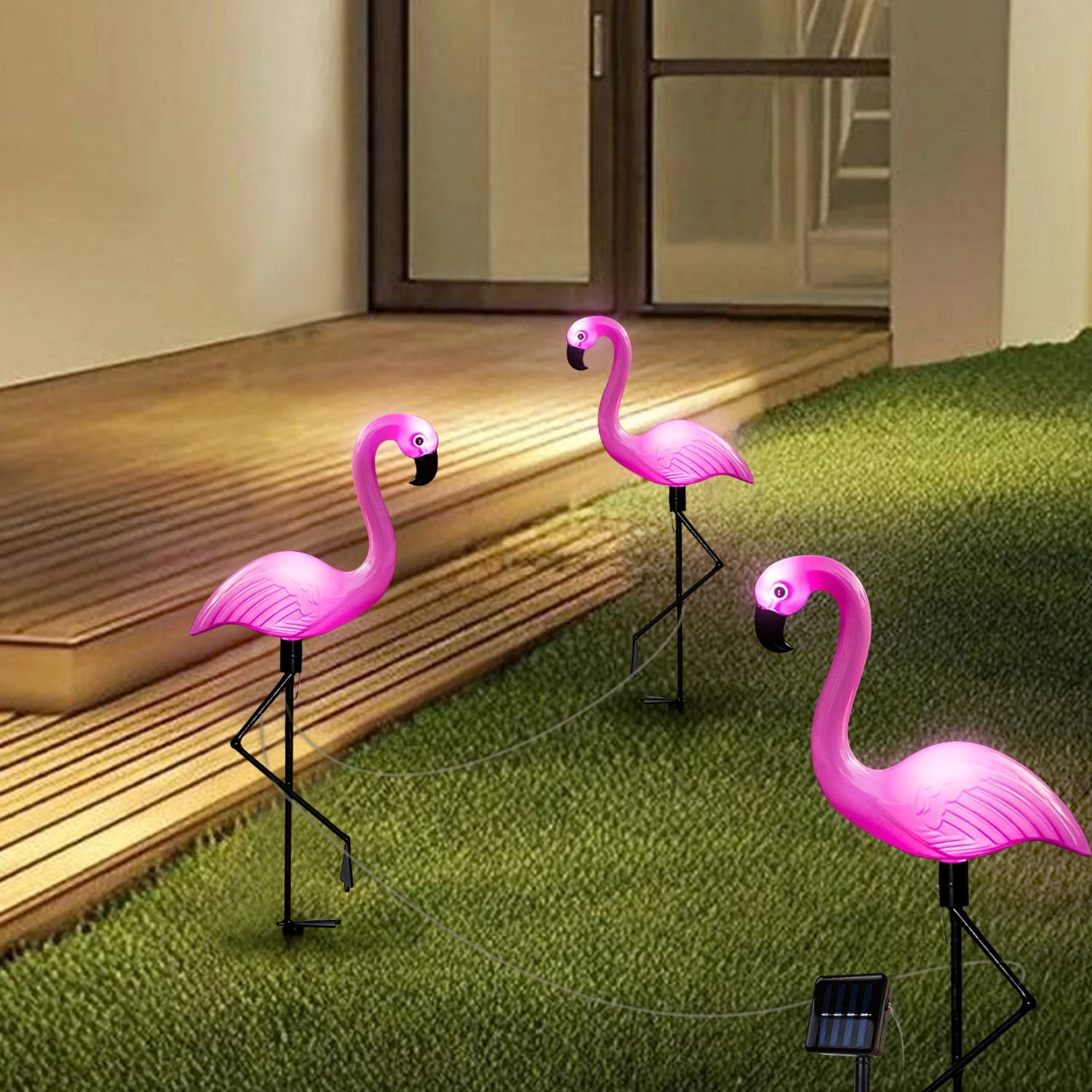 1pc/3pcs flamingo solar luzes do jardim à prova dwindproof água e à prova de vento luzes decorativas festa festiva decoração atmosfera luzes
