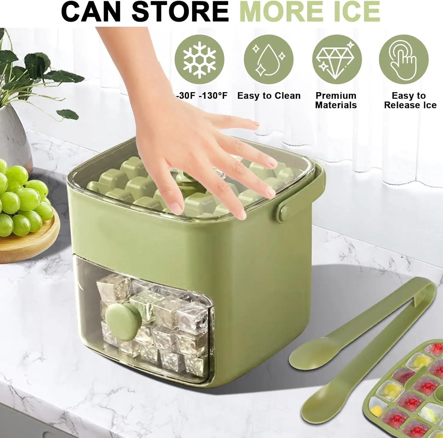 48 grade lce fazendo molde reutilizável geladeira fabricante de gelo um toque fácil liberação bandeja de cubos de gelo caseira molde casa ferramenta de fabricação de gelo
