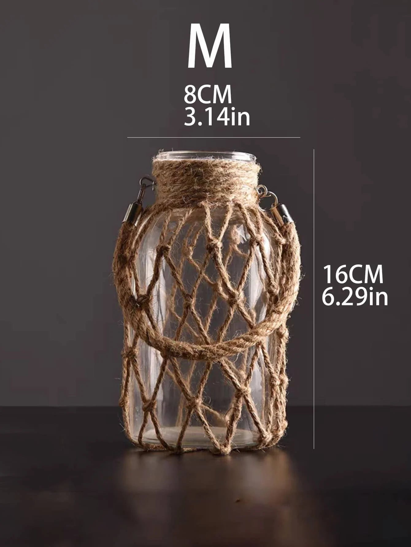 Mão tecido corda de cânhamo vaso de vidro flor seca decoração arte vaso de vidro nordic sala estar decoração mesa quarto boho decoração para casa