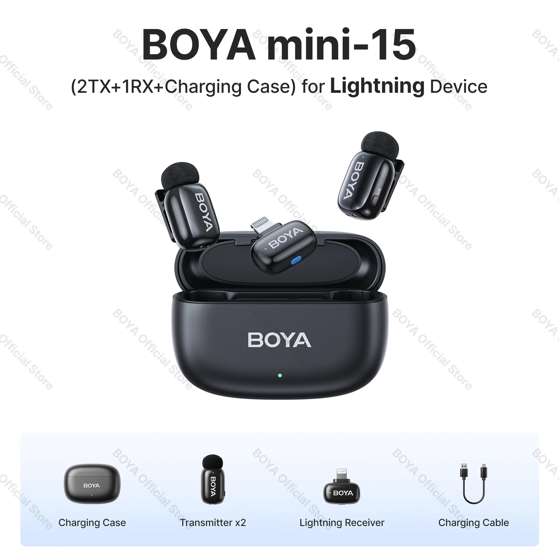 BOYA BOYA Mini Microfone de lapela sem fio com cancelamento de ruído para iPhone iPhone15-16 iPad Android Tipo C Smartphone, Câmera, YouTube Jogo Áudio ao vivo Gravação de vídeo Entrevista Vlog Transmissão sem fio 100m