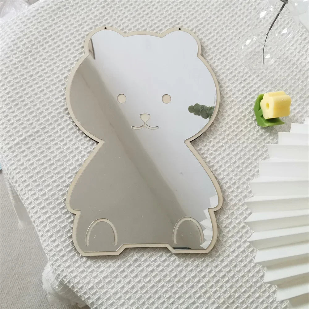 Coelho urso em forma de espelho acrílico ornamentos dos desenhos animados artesanato foto adereços bebê crianças quarto nordic decoração casa