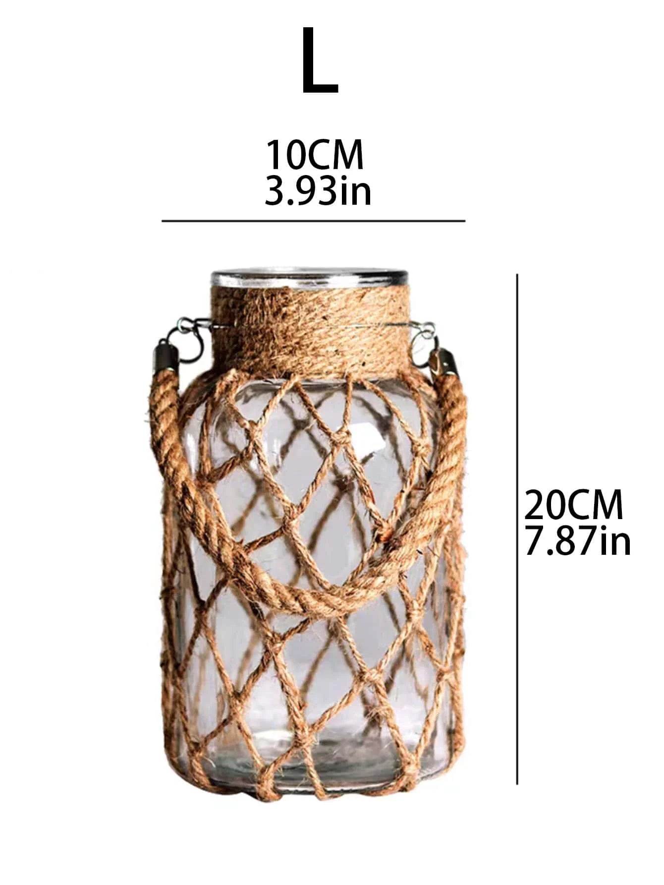 Mão tecido corda de cânhamo vaso de vidro flor seca decoração arte vaso de vidro nordic sala estar decoração mesa quarto boho decoração para casa
