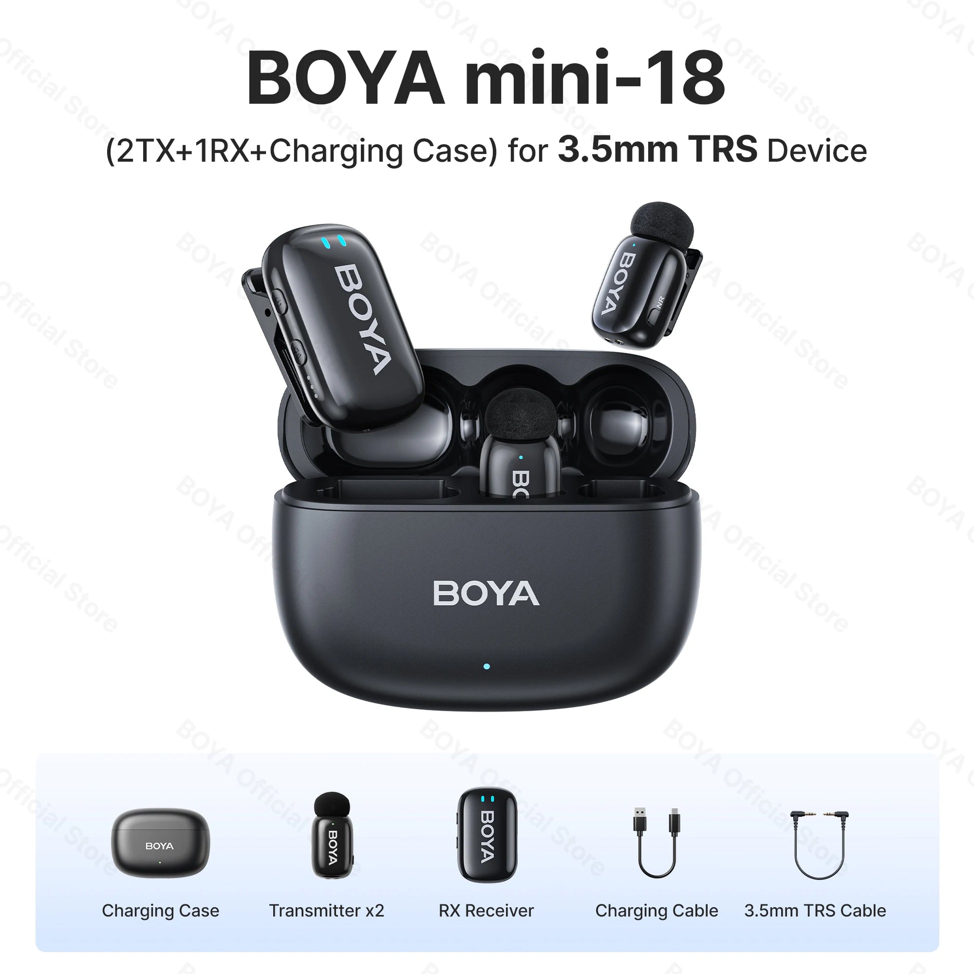BOYA BOYA Mini Microfone de lapela sem fio com cancelamento de ruído para iPhone iPhone15-16 iPad Android Tipo C Smartphone, Câmera, YouTube Jogo Áudio ao vivo Gravação de vídeo Entrevista Vlog Transmissão sem fio 100m