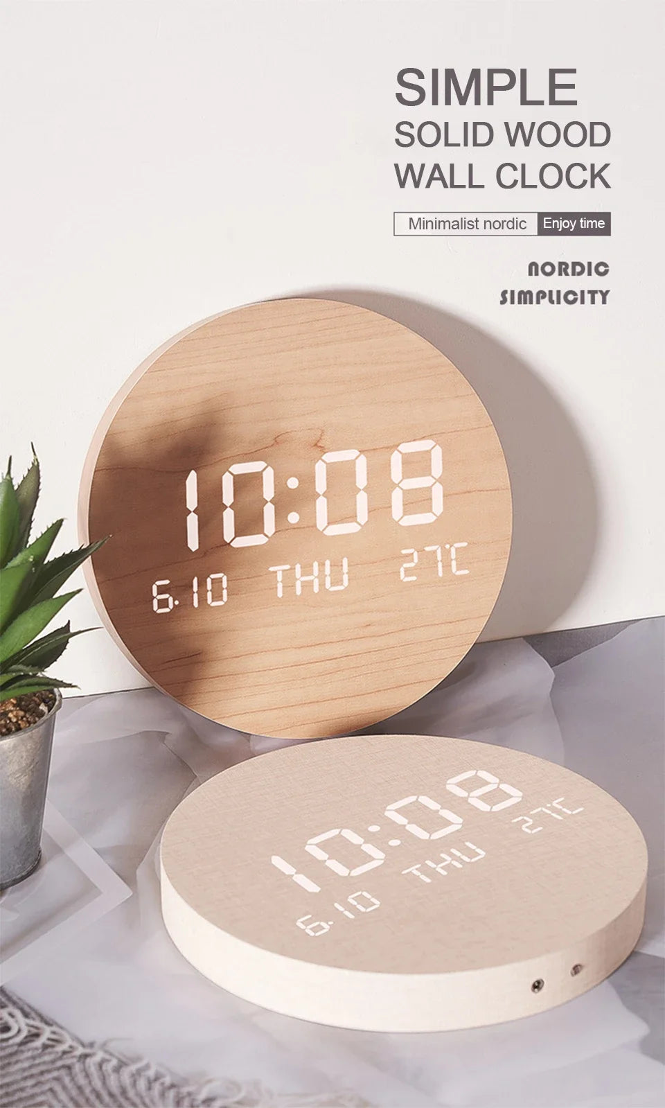 Relógio de parede digital led temperatura data hora multi-função display sala de estar casa quarto relógio silencioso moda relógio de parede