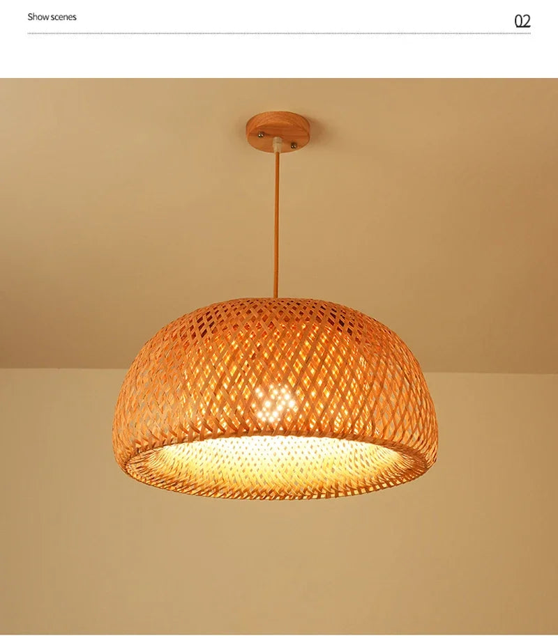 2025 mais novo pingente de bambu lâmpadas luzes teto rattan vime lustre mão malha trança suspensa casa jantar trançado decoração quente