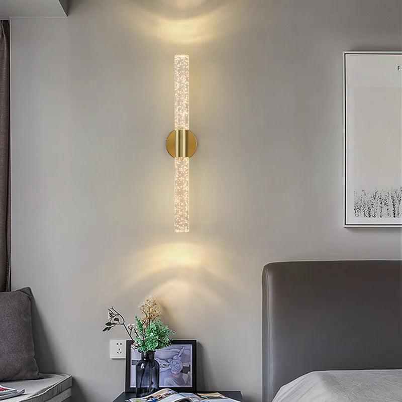 Nordic Bubble Crystal Rod LED Lâmpada de parede, quarto, cabeceira, sala, luz de parede, corredor, decoração de interiores, AC85-265V