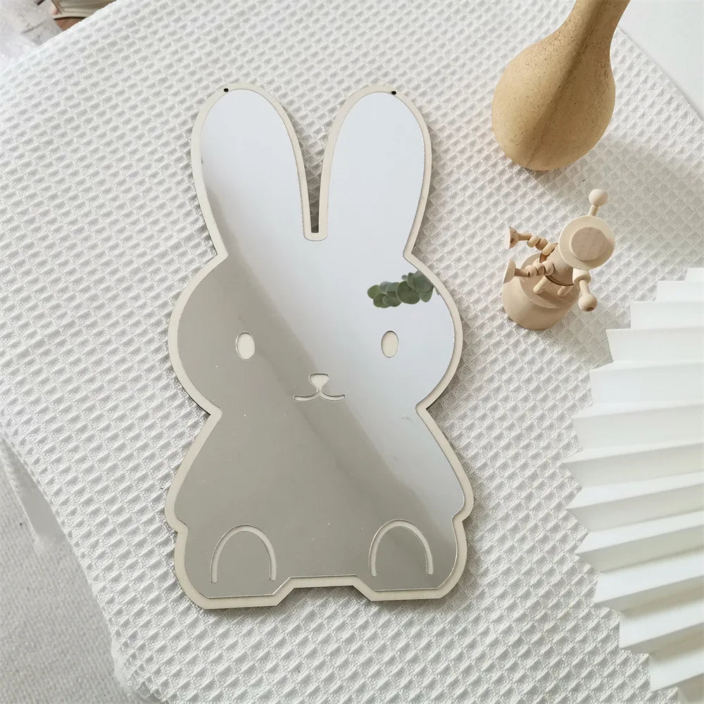 Coelho urso em forma de espelho acrílico ornamentos dos desenhos animados artesanato foto adereços bebê crianças quarto nordic decoração casa