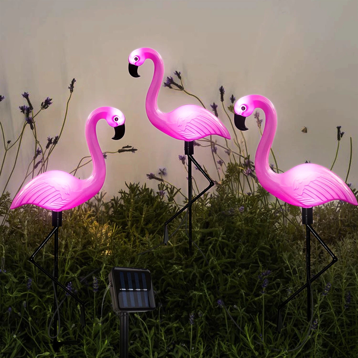 1pc/3pcs flamingo solar luzes do jardim à prova dwindproof água e à prova de vento luzes decorativas festa festiva decoração atmosfera luzes