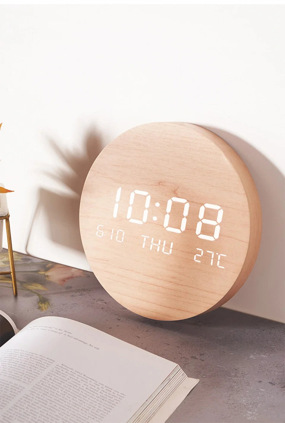 Relógio de parede digital led temperatura data hora multi-função display sala de estar casa quarto relógio silencioso moda relógio de parede