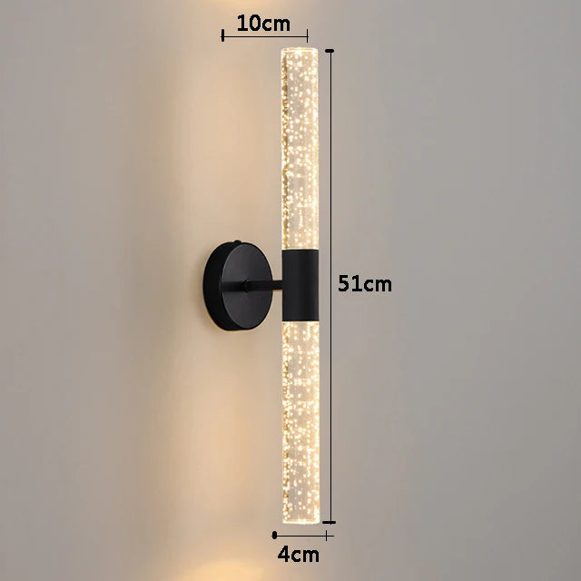 Nordic Bubble Crystal Rod LED Lâmpada de parede, quarto, cabeceira, sala, luz de parede, corredor, decoração de interiores, AC85-265V