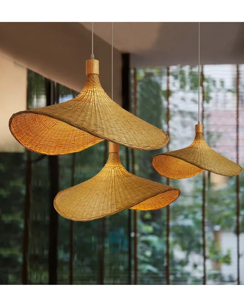 2025 mais novo pingente de bambu lâmpadas luzes teto rattan vime lustre mão malha trança suspensa casa jantar trançado decoração quente