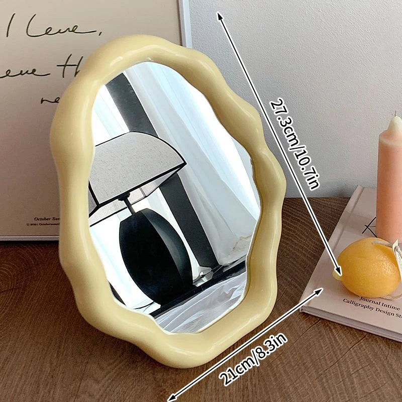 Espelho de pé irregular espelho de maquiagem de mesa decorativo espelho de vaidade decoração do quarto estética cosméticos decoração de casa