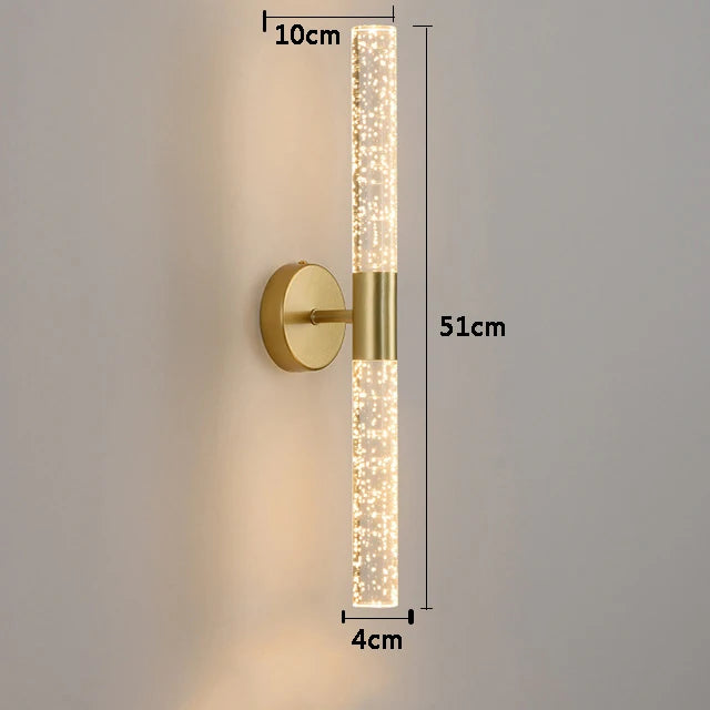 Nordic Bubble Crystal Rod LED Lâmpada de parede, quarto, cabeceira, sala, luz de parede, corredor, decoração de interiores, AC85-265V