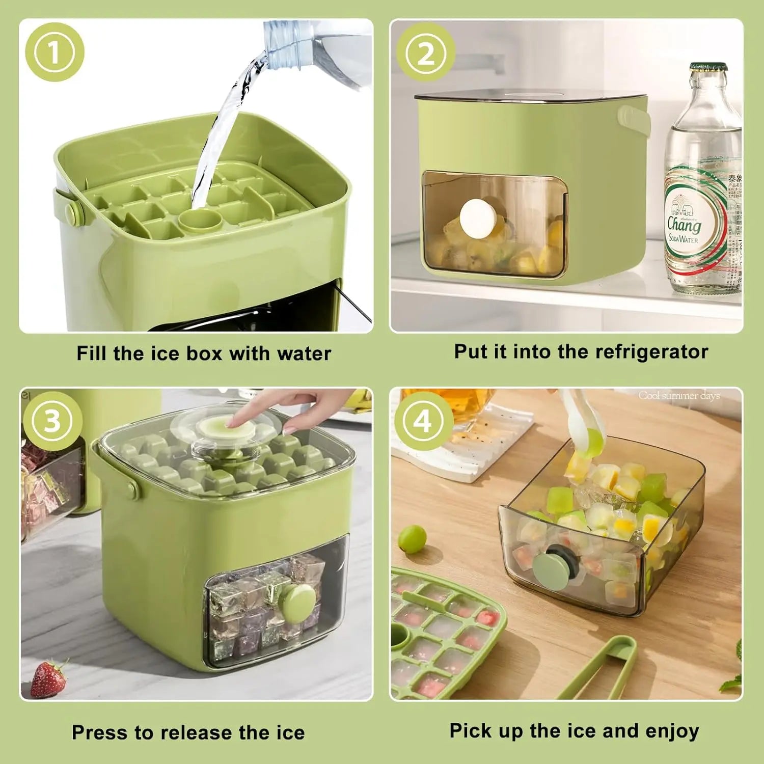 48 grade lce fazendo molde reutilizável geladeira fabricante de gelo um toque fácil liberação bandeja de cubos de gelo caseira molde casa ferramenta de fabricação de gelo