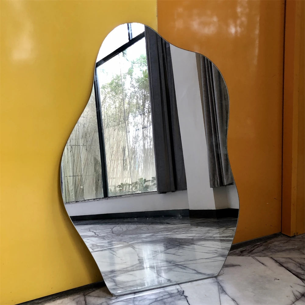Espelho acrílico irregular para banheiro, vários tamanhos, formato de nuvem inquebrável, espelho de parede, adesivos acrílicos, decoração de sala de estar