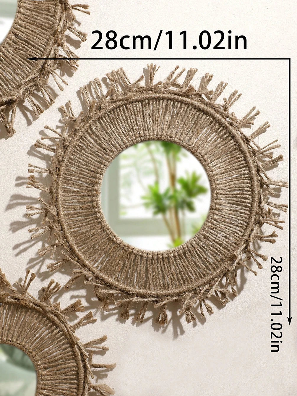 Pendurado cesta de parede de pano tecido artesanal decorativo rústico boho cestas de parede decoração casa fazenda vime redondo cestas de ervas marinhas