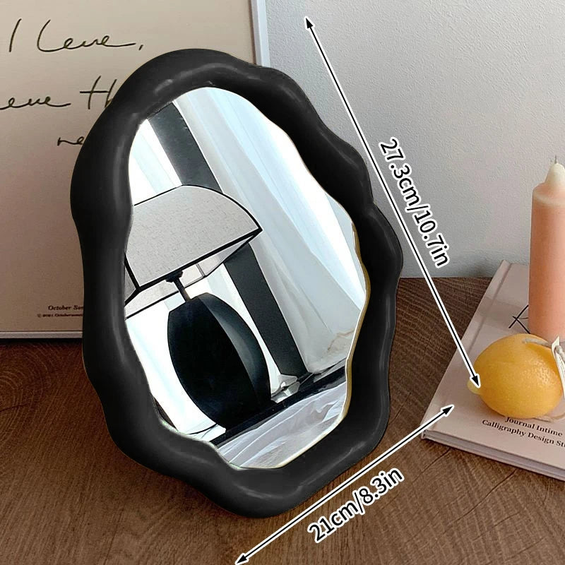 Espelho de pé irregular espelho de maquiagem de mesa decorativo espelho de vaidade decoração do quarto estética cosméticos decoração de casa