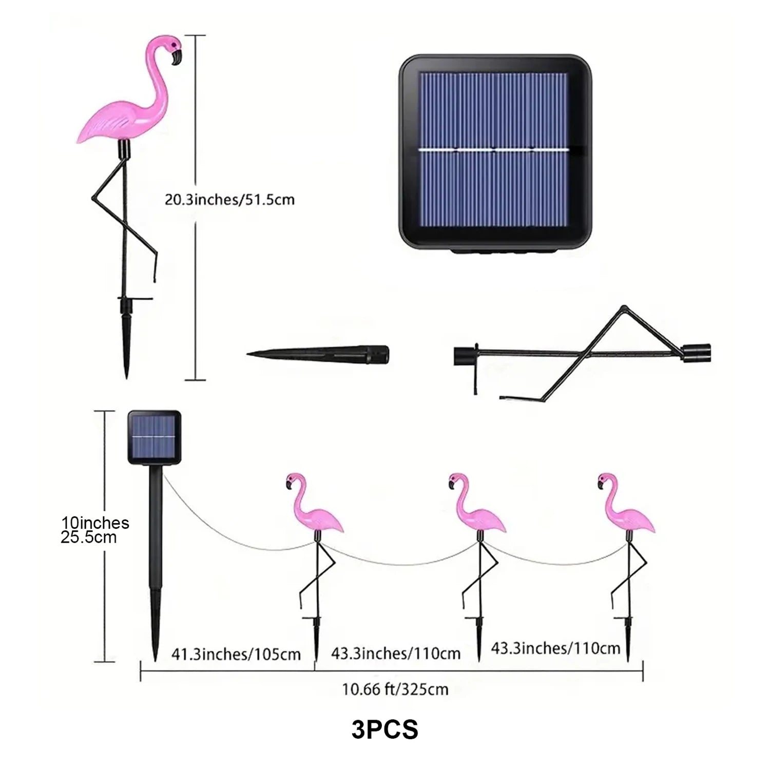 1pc/3pcs flamingo solar luzes do jardim à prova dwindproof água e à prova de vento luzes decorativas festa festiva decoração atmosfera luzes