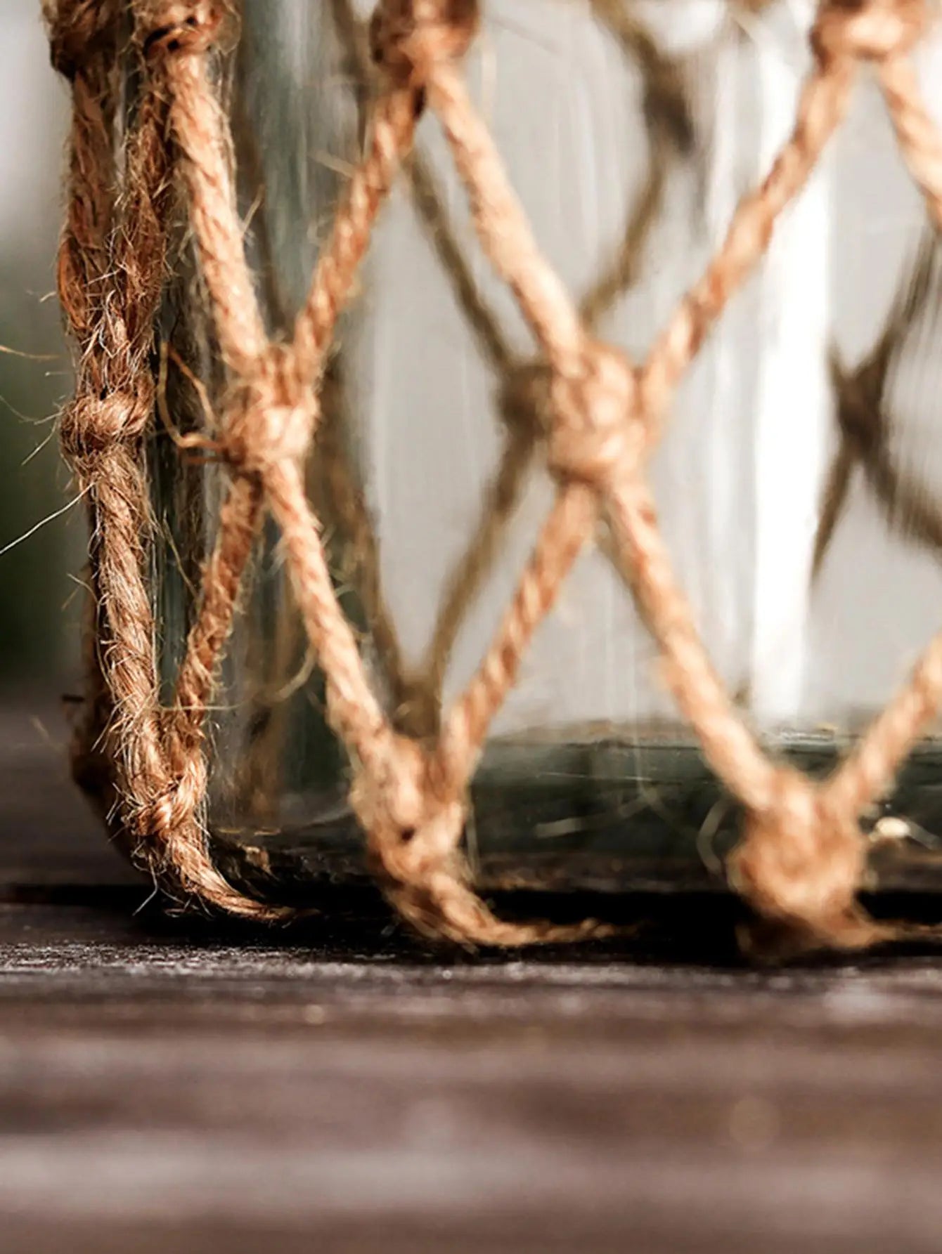 Mão tecido corda de cânhamo vaso de vidro flor seca decoração arte vaso de vidro nordic sala estar decoração mesa quarto boho decoração para casa