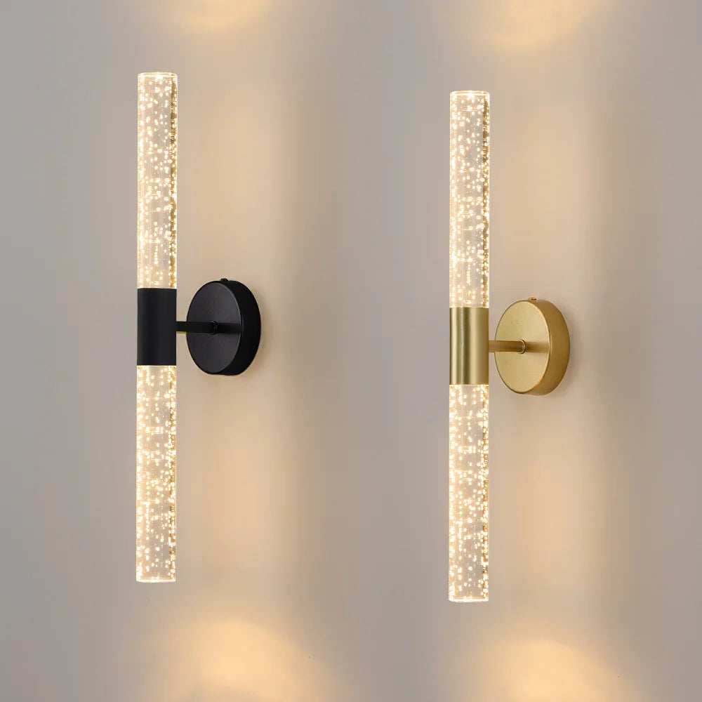 Nordic Bubble Crystal Rod LED Lâmpada de parede, quarto, cabeceira, sala, luz de parede, corredor, decoração de interiores, AC85-265V