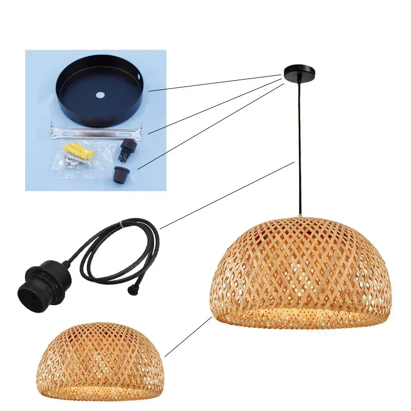 2025 mais novo pingente de bambu lâmpadas luzes teto rattan vime lustre mão malha trança suspensa casa jantar trançado decoração quente