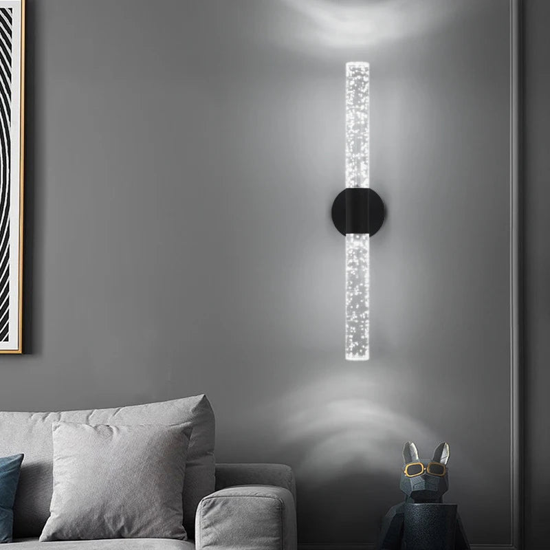 Nordic Bubble Crystal Rod LED Lâmpada de parede, quarto, cabeceira, sala, luz de parede, corredor, decoração de interiores, AC85-265V